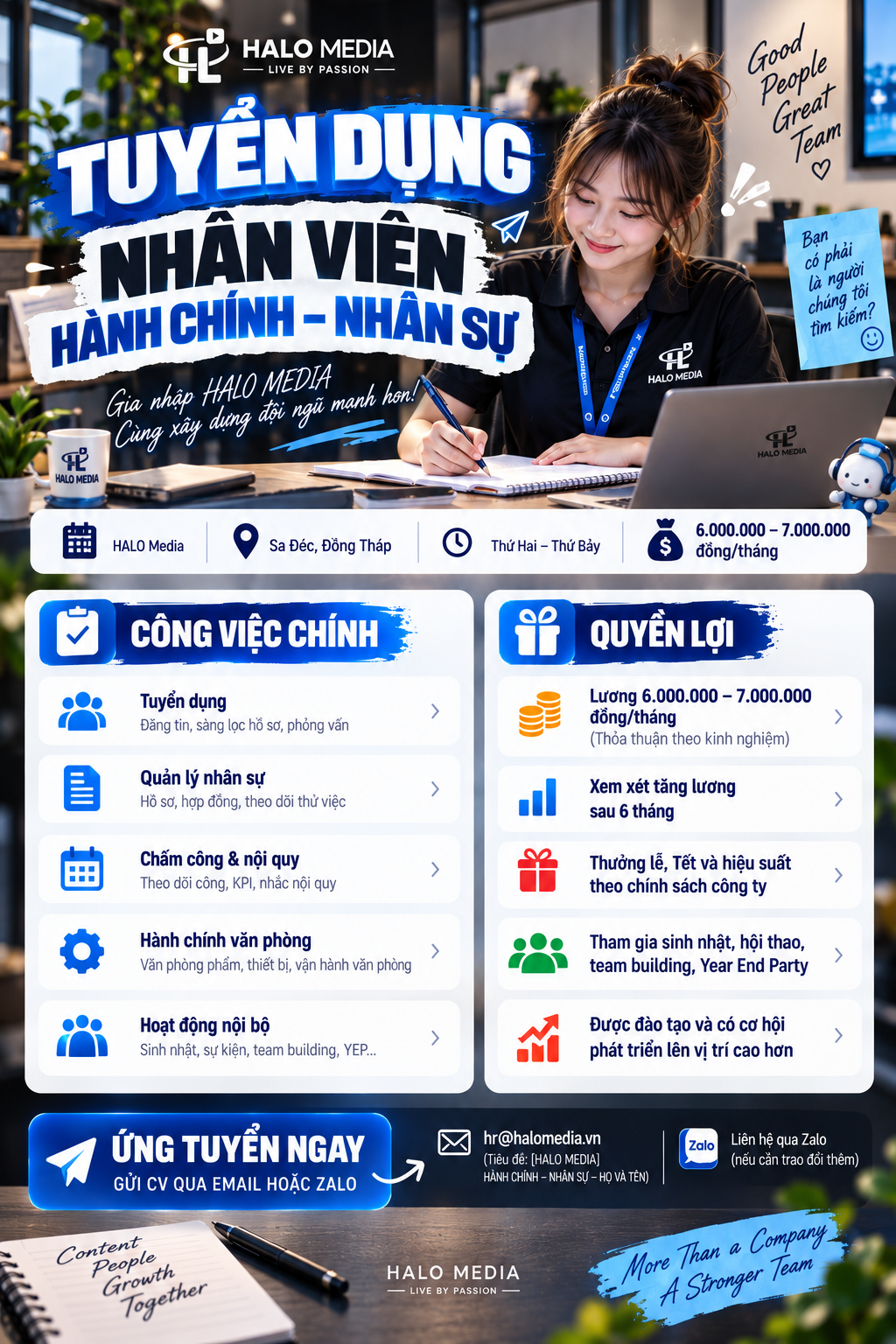 Poster tuyển dụng Nhân viên Hành chính – Nhân sự
