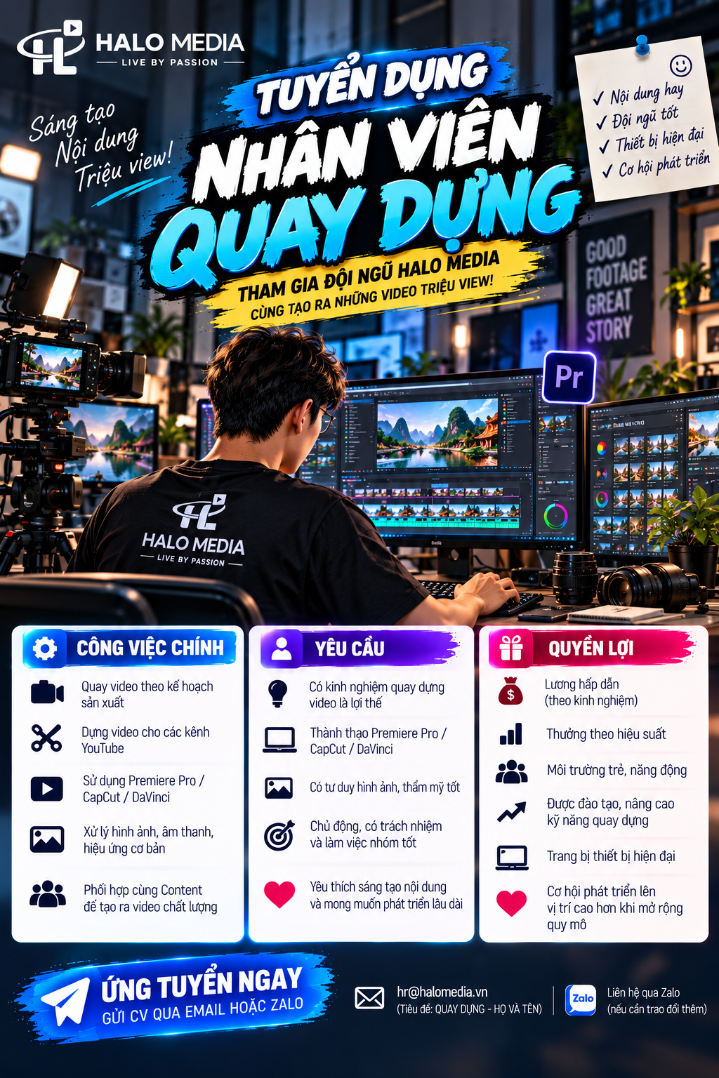 Poster tuyển dụng Nhân viên Quay Dựng